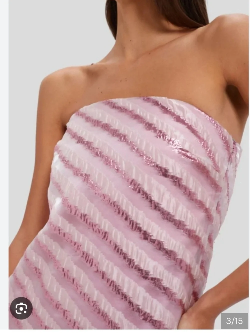 NWT TUCKERNUCK HYACINTH HOUSE SOFT STRIPES MILA STRAPLESS MIDI DRESS sm shimmer - Picture 2 of 3